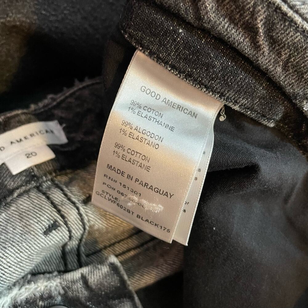 Good American Good Classic Low Waist Fray Black Gray Ankle Jeans womens 20 new - Picture 14 of 16